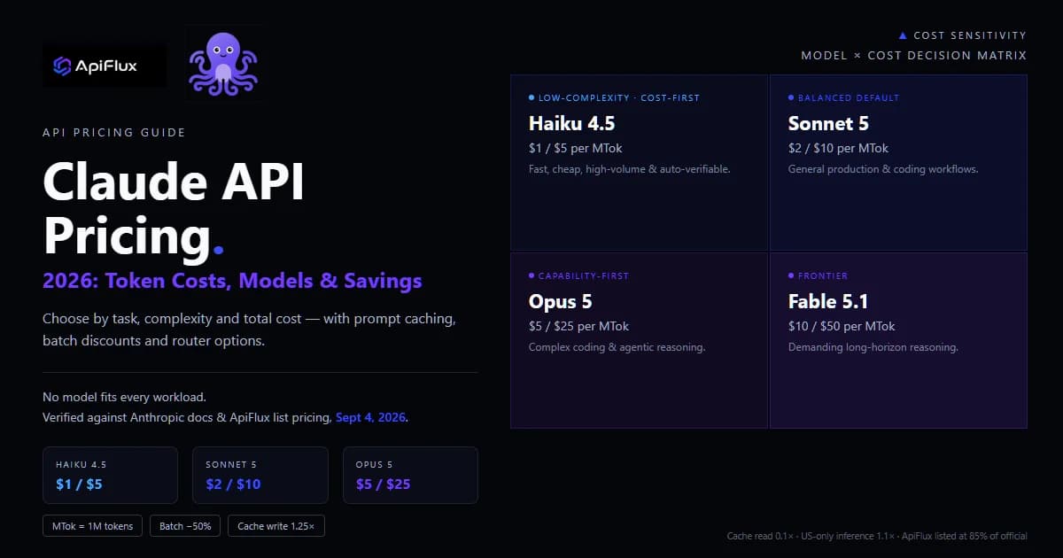 Claude API 定价 2026：Token 成本、模型与省钱方案